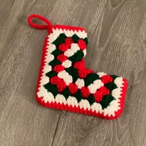 Handmade crochet mini granny stocking
